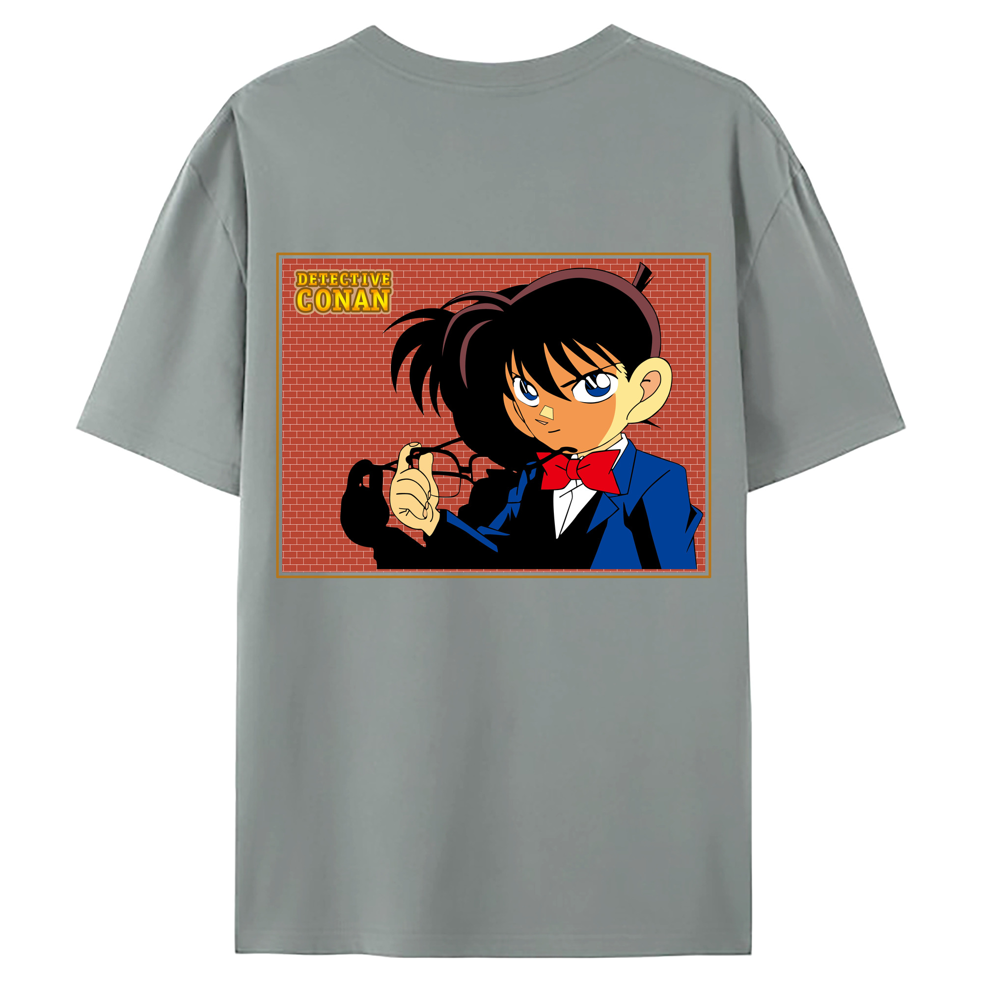 （画像用） 名探偵コナン 江戸川 コナン Detective Conan Conan Edogawa 綿100％ メンズ半袖Tシャツ（バックプリント） 通気性